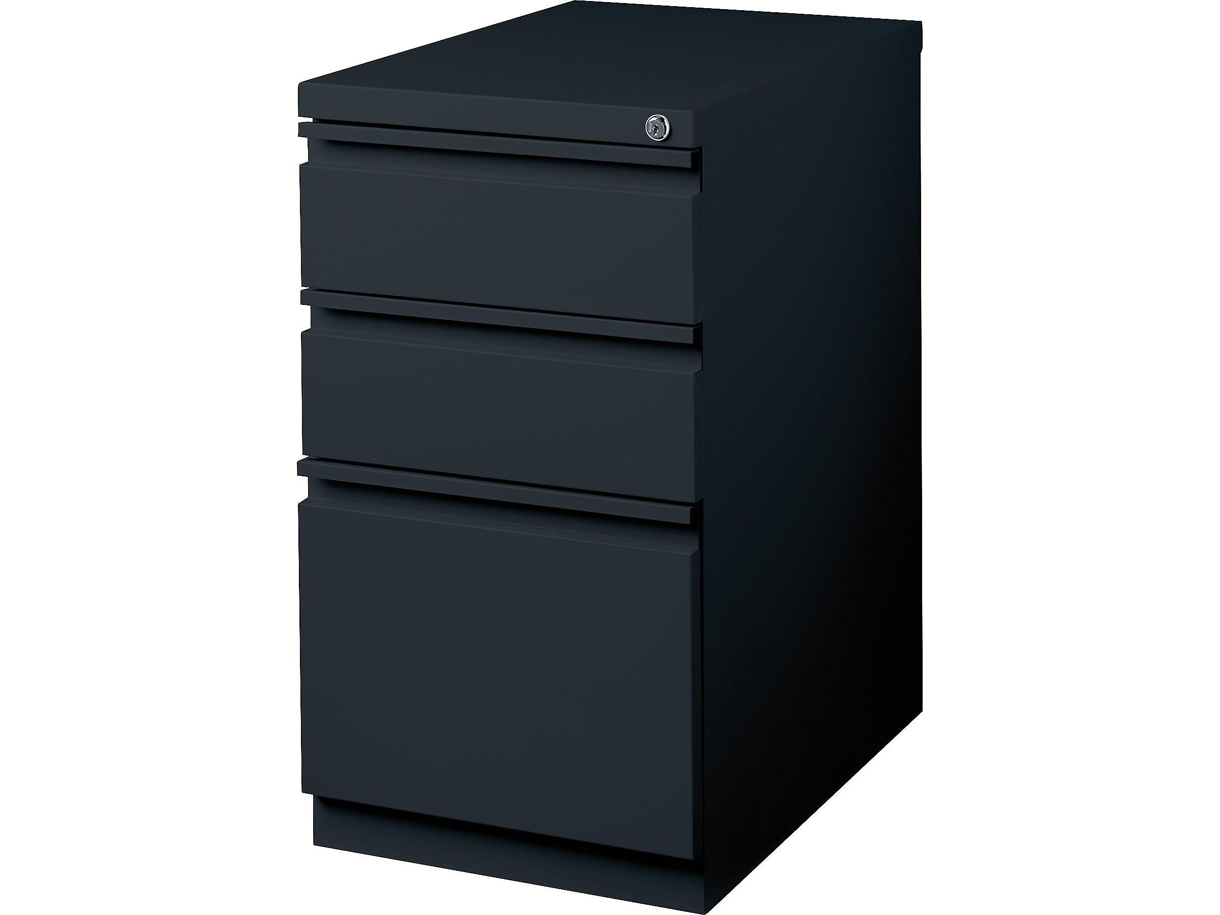 Staples 3-Drawer Vertical File Cabinet, Locking, Black, Letter, 22.88"D