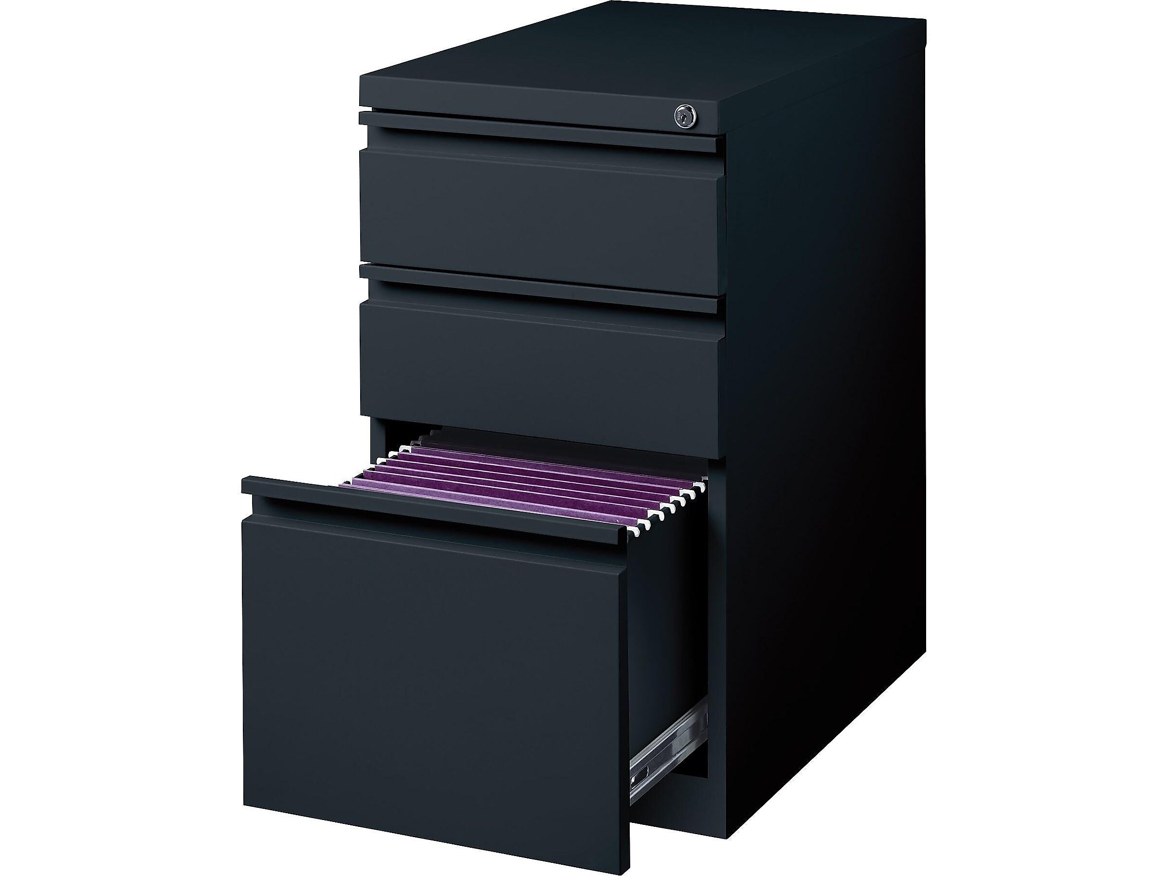 Staples 3-Drawer Vertical File Cabinet, Locking, Black, Letter, 22.88