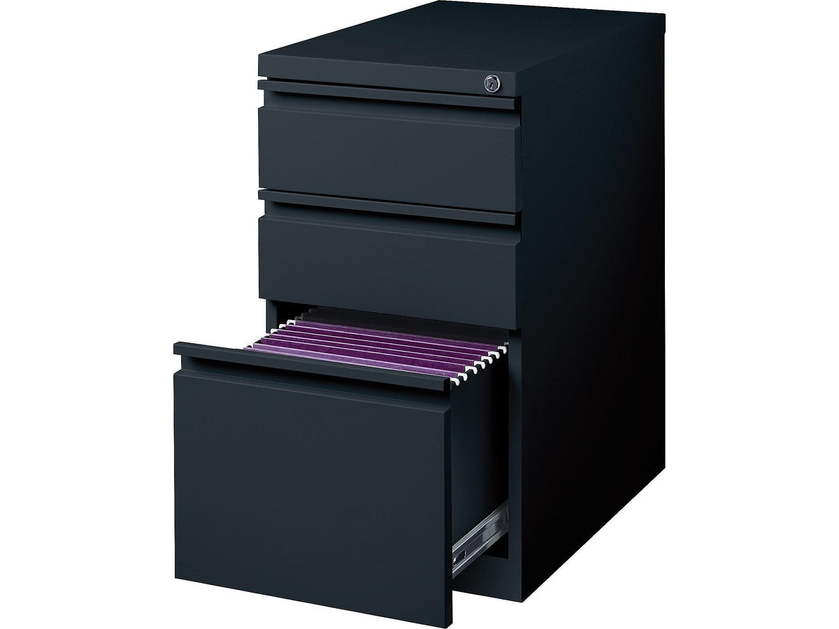 Staples 3-Drawer Vertical File Cabinet, Locking, Black, Letter, 22.88"D