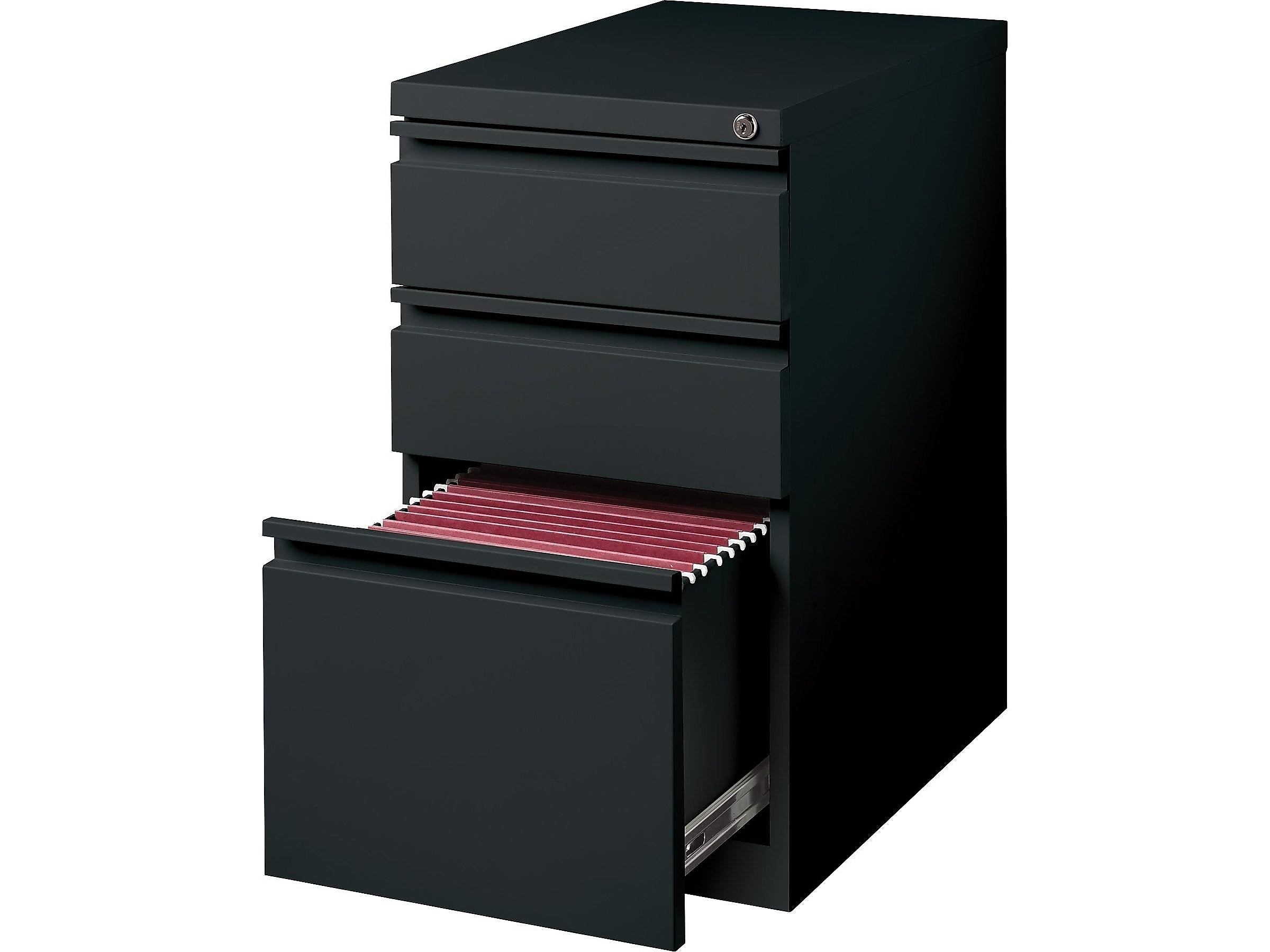 Staples 3-Drawer Vertical File Cabinet, Locking, Letter, Black, 19.88