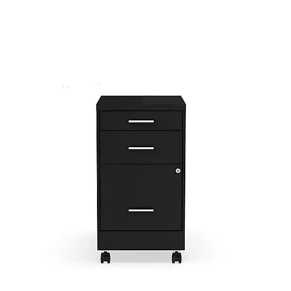 Staples 3-Drawer Vertical File Cabinet, Locking, Letter, Black, 19"D