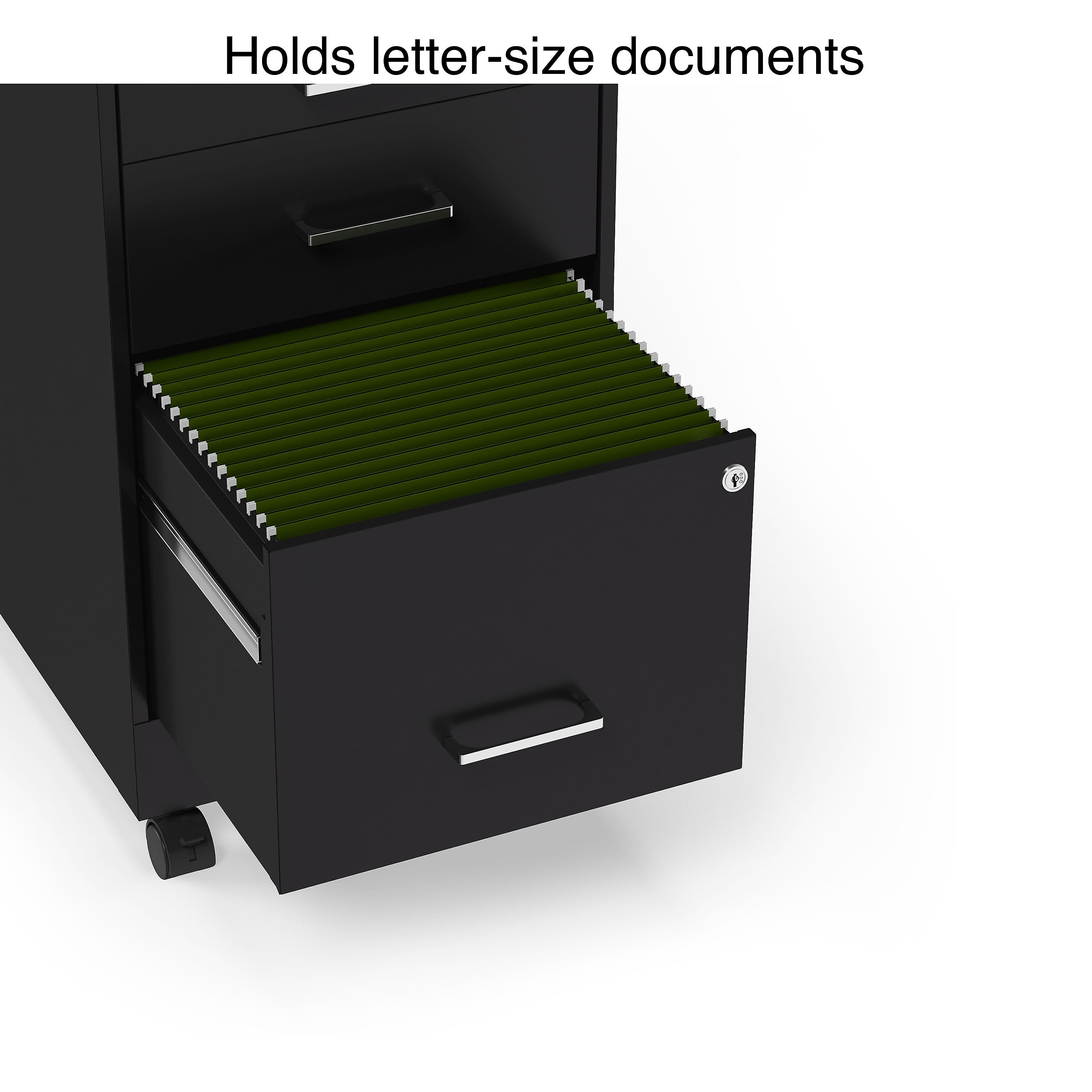 Staples 3-Drawer Vertical File Cabinet, Locking, Letter, Black, 19