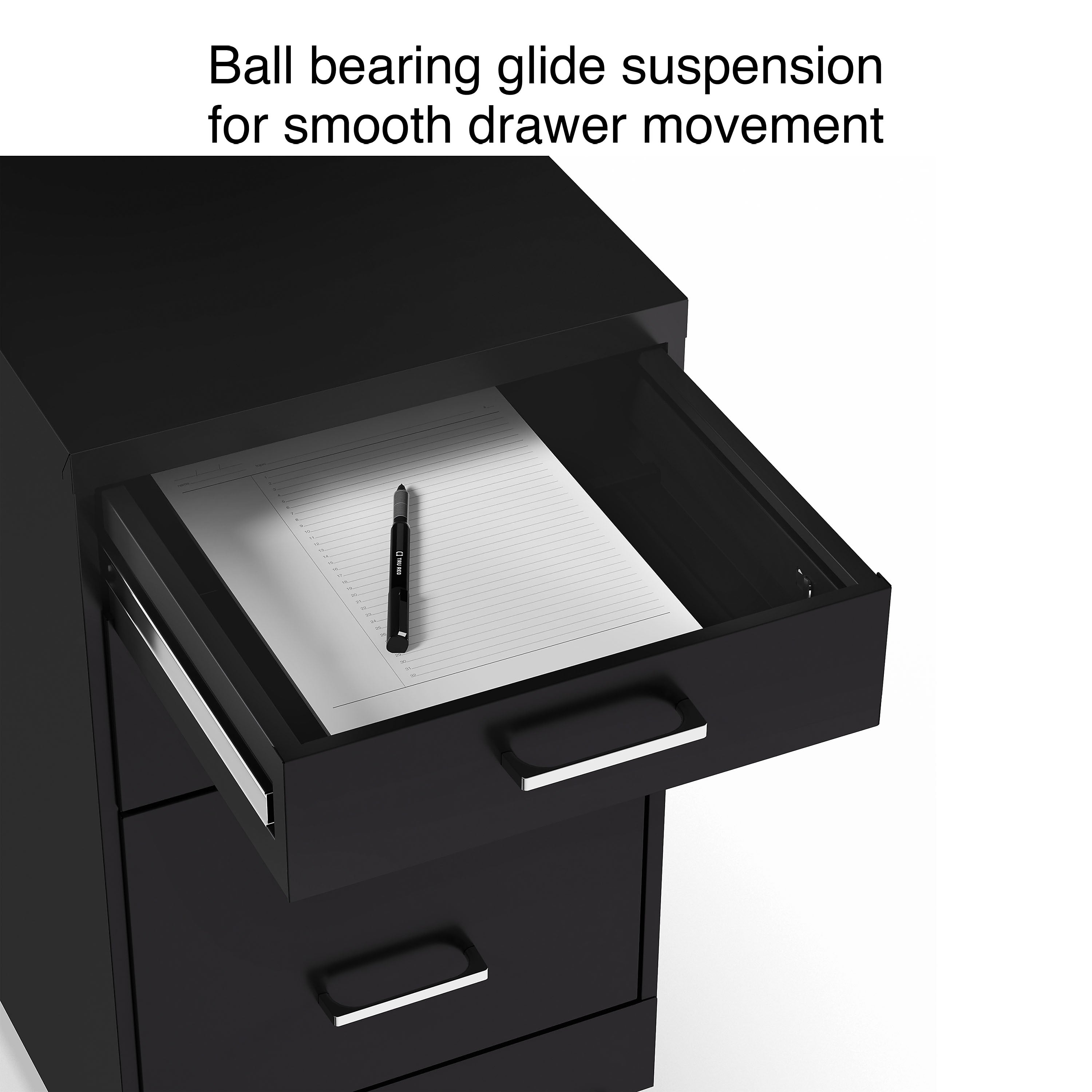 Staples 3-Drawer Vertical File Cabinet, Locking, Letter, Black, 19
