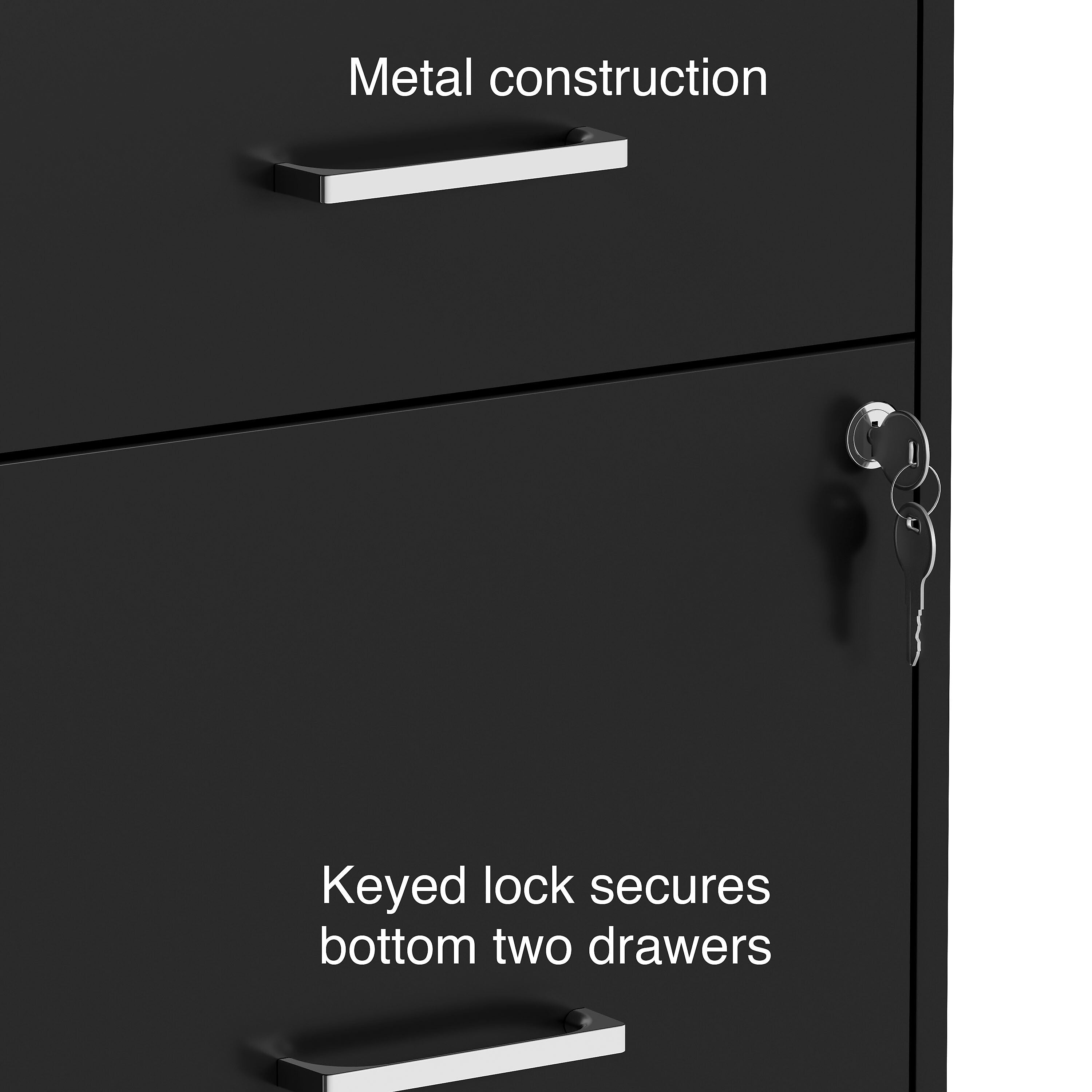 Staples 3-Drawer Vertical File Cabinet, Locking, Letter, Black, 19"D