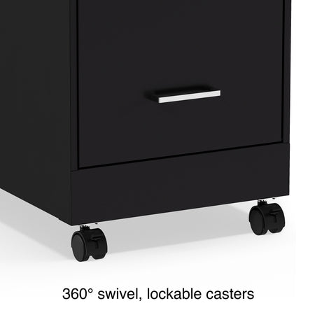 Staples 3-Drawer Vertical File Cabinet, Locking, Letter, Black, 19"D