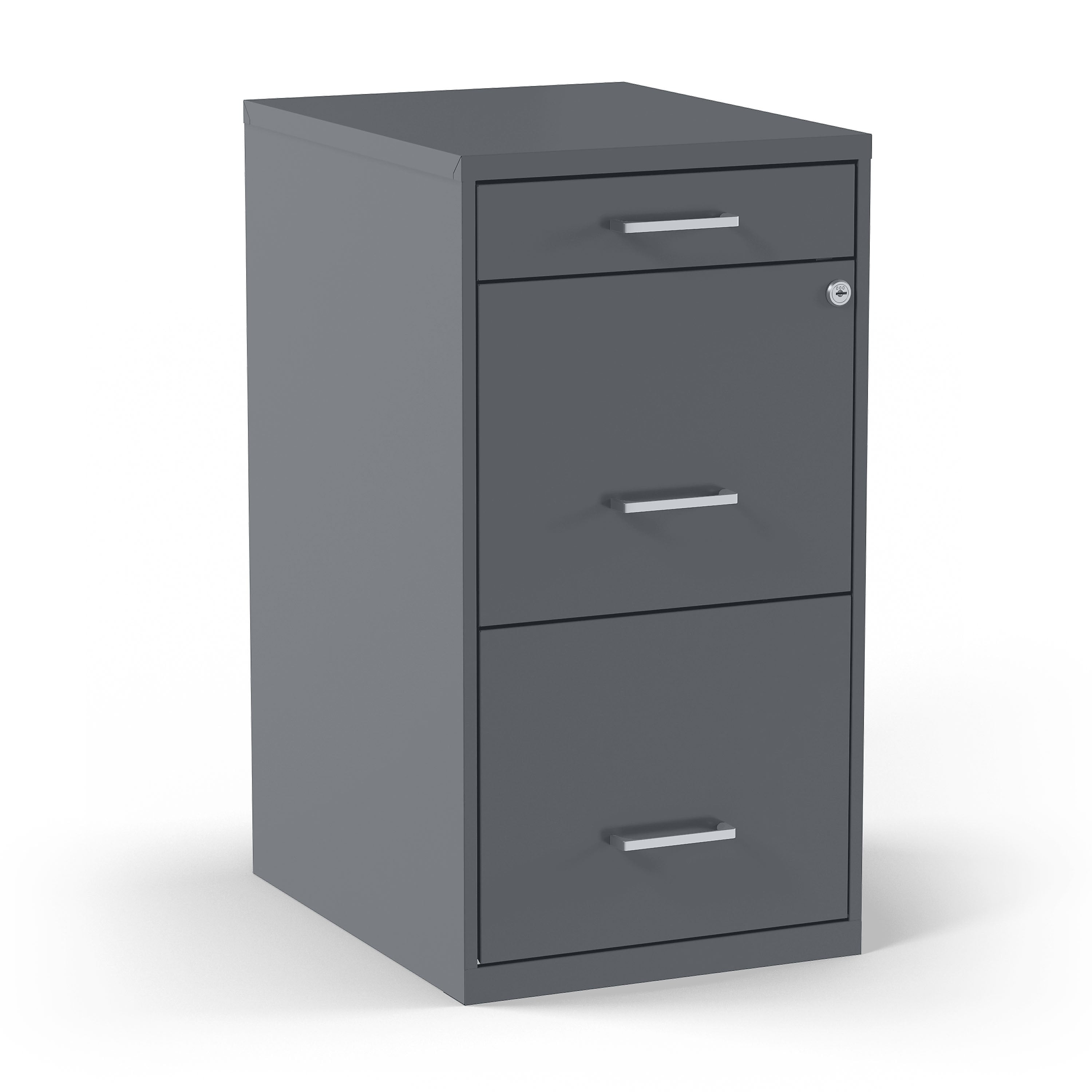 Staples 3-Drawer Vertical File Cabinet, Locking, Letter, Charcoal, 18"D