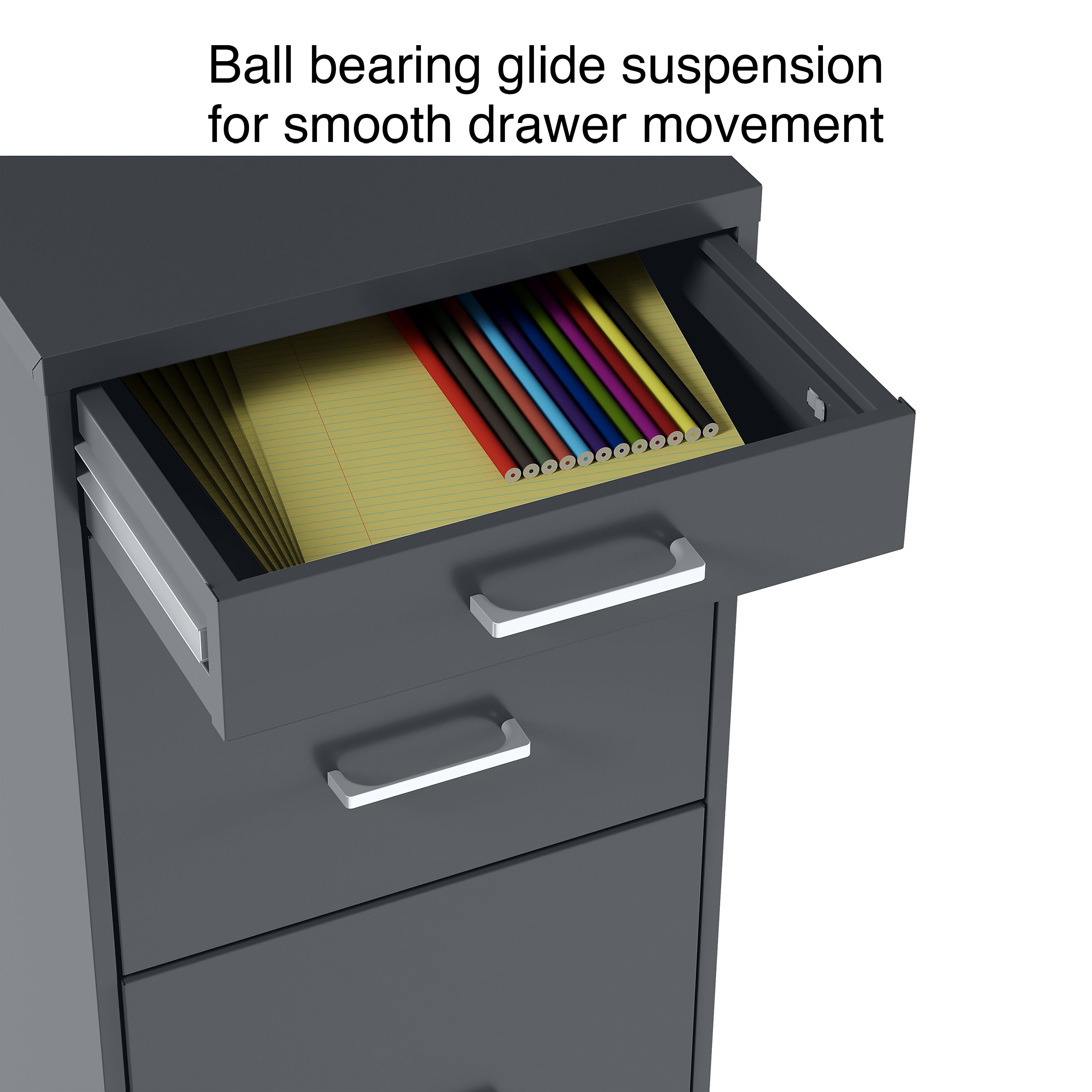 Staples 3-Drawer Vertical File Cabinet, Locking, Letter, Charcoal, 18