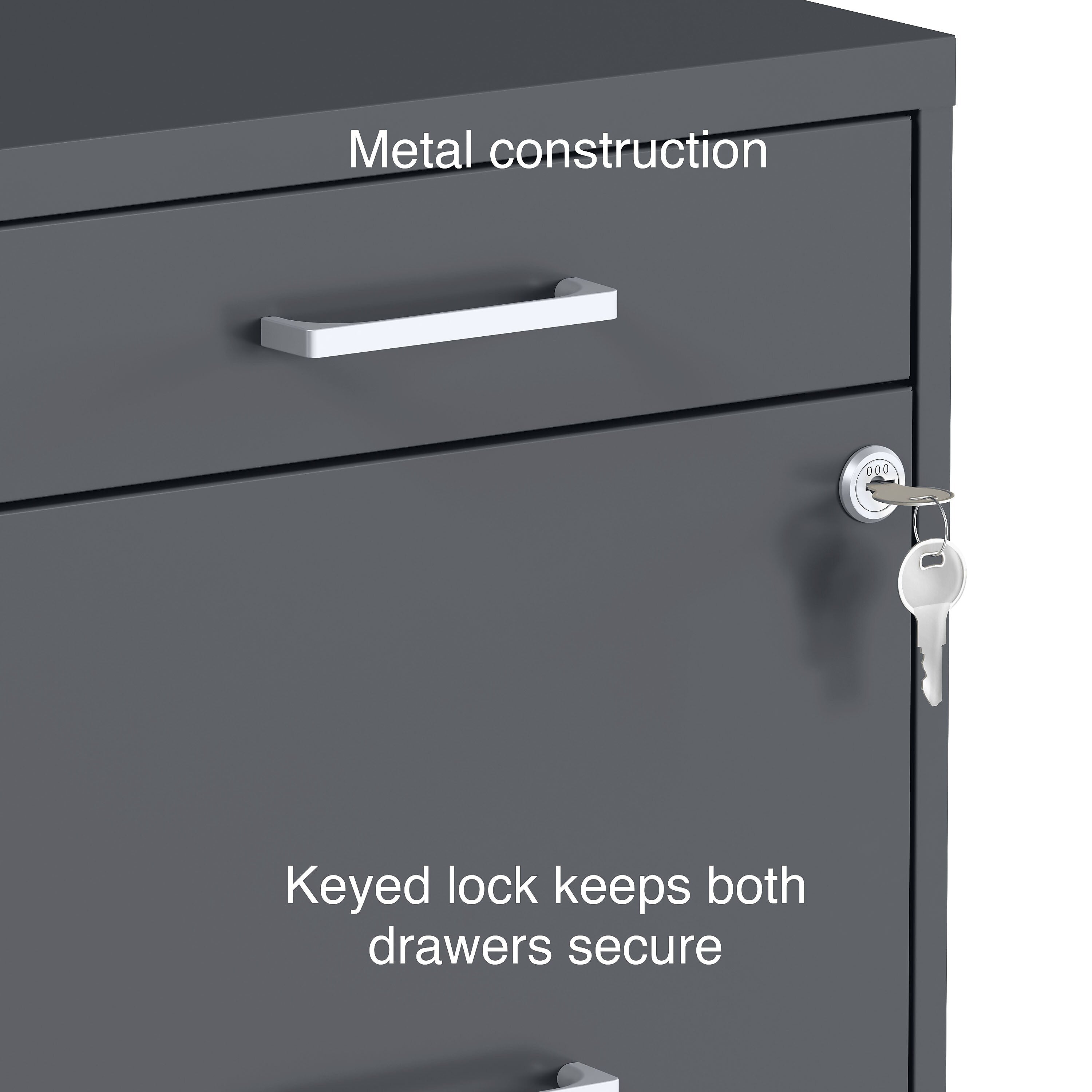 Staples 3-Drawer Vertical File Cabinet, Locking, Letter, Charcoal, 18"D