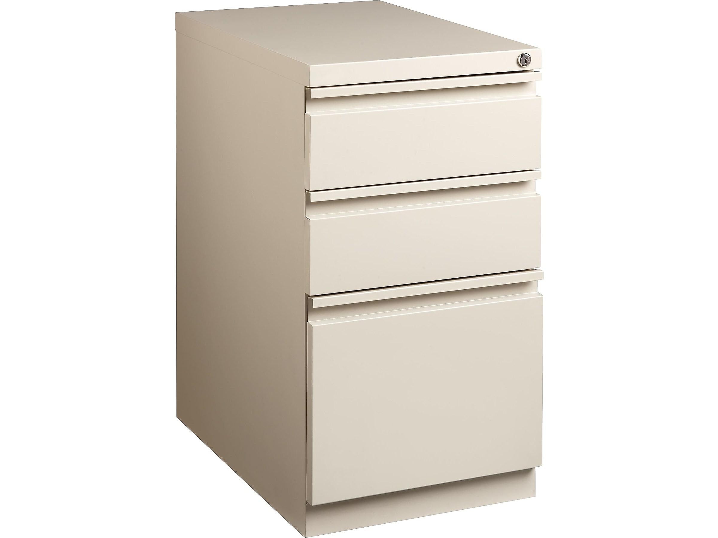 Staples 3-Drawer Vertical File Cabinet, Mobile/Pedestal, Letter, Putty, 20