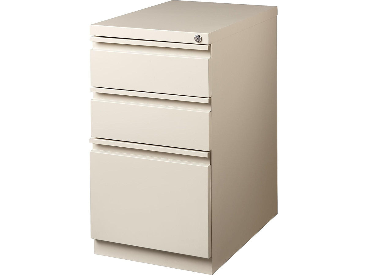 Staples 3-Drawer Vertical File Cabinet, Mobile/Pedestal, Letter, Putty, 20"D