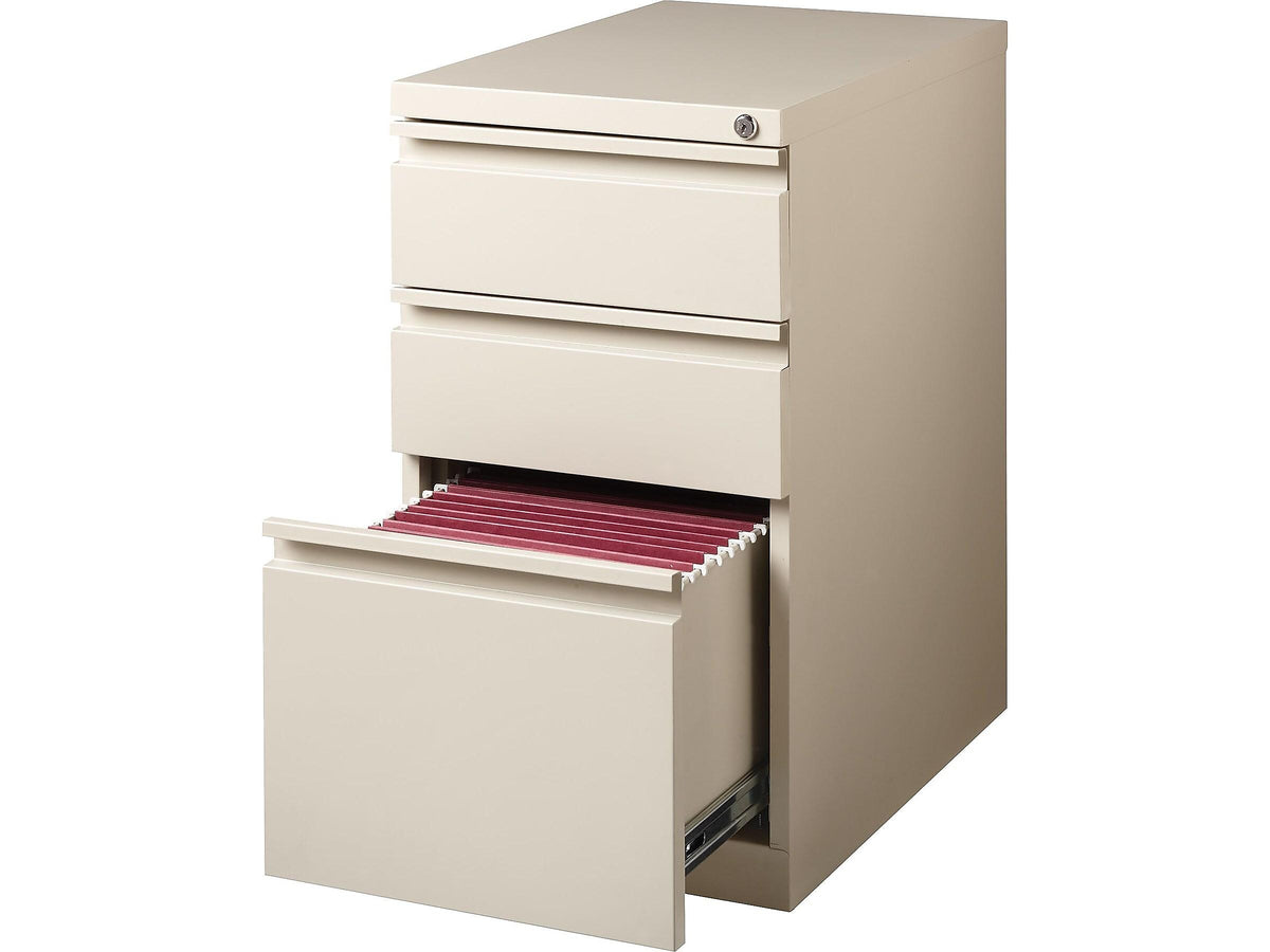 Staples 3-Drawer Vertical File Cabinet, Mobile/Pedestal, Letter, Putty, 20"D