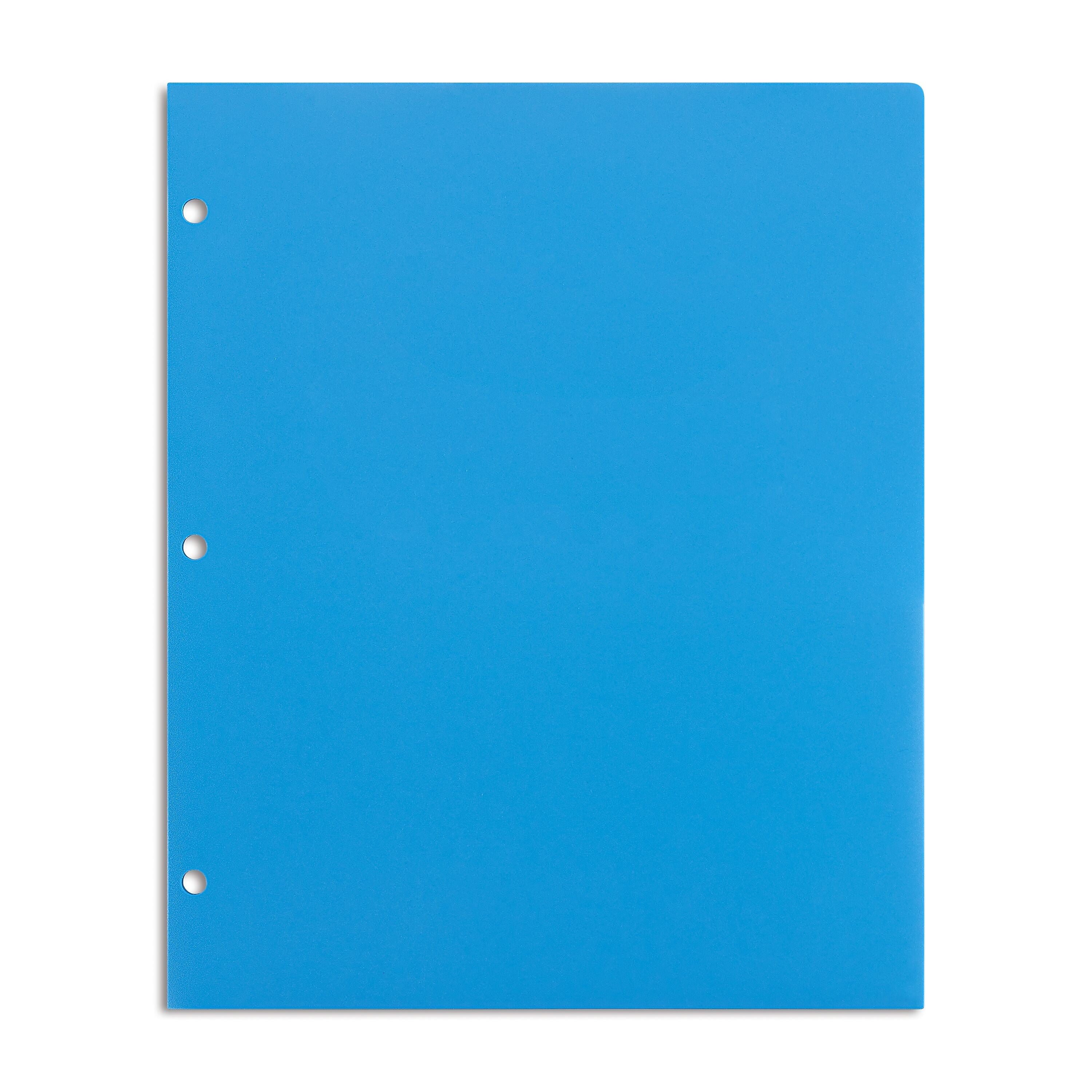 Staples 3-Hole Punched 2-Pocket Plastic Portfolio Folder, Blue