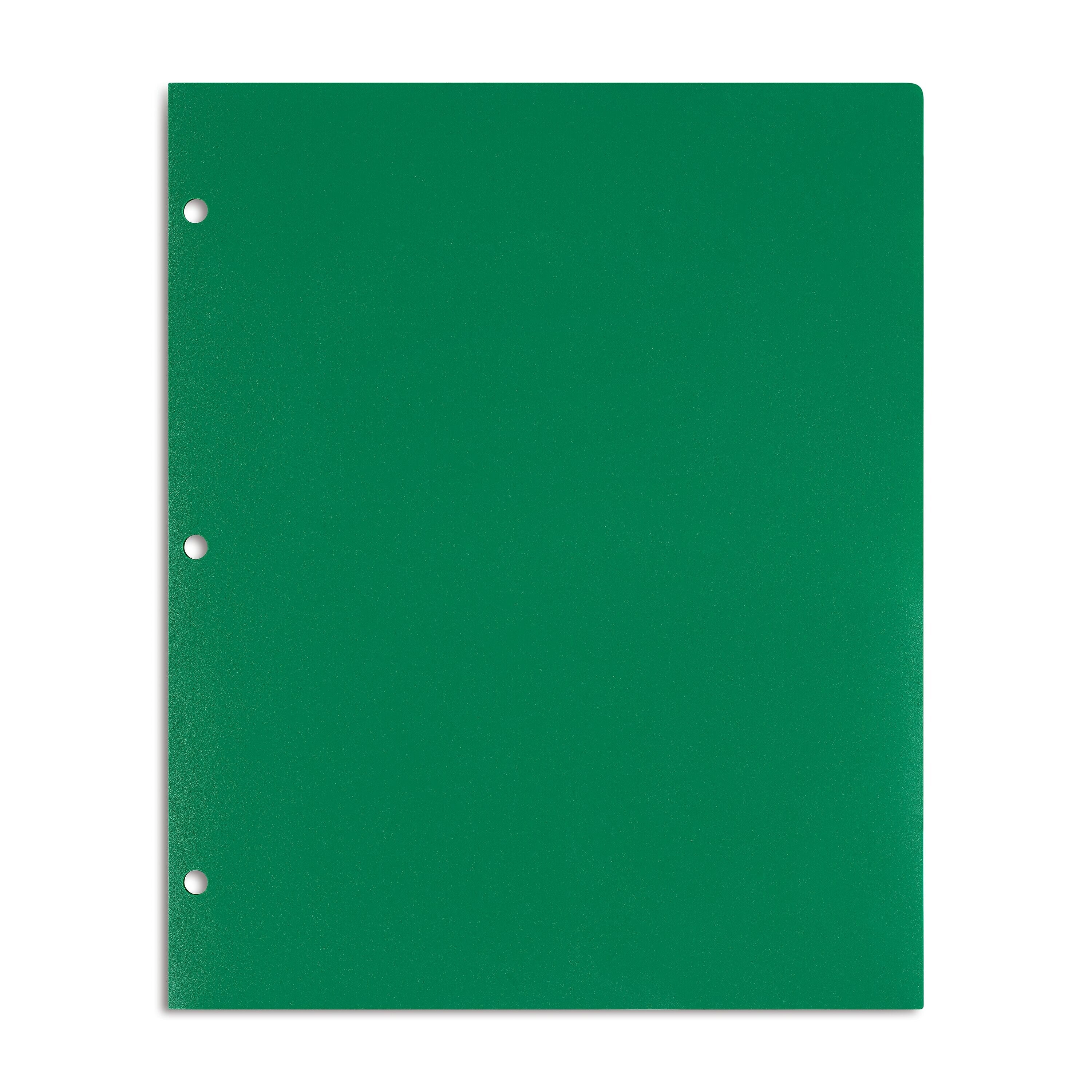 Staples 3-Hole Punched 2-Pocket Plastic Portfolio Folder, Green