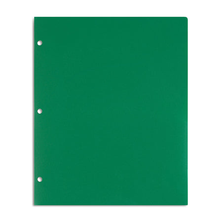 Staples 3-Hole Punched 2-Pocket Plastic Portfolio Folder, Green