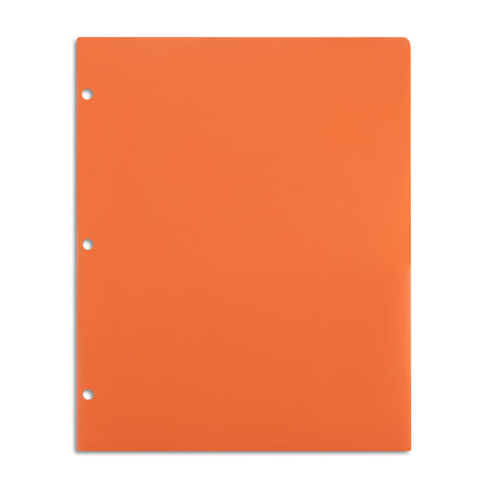 Staples 3-Hole Punched 2-Pocket Plastic Portfolio Folder, Orange