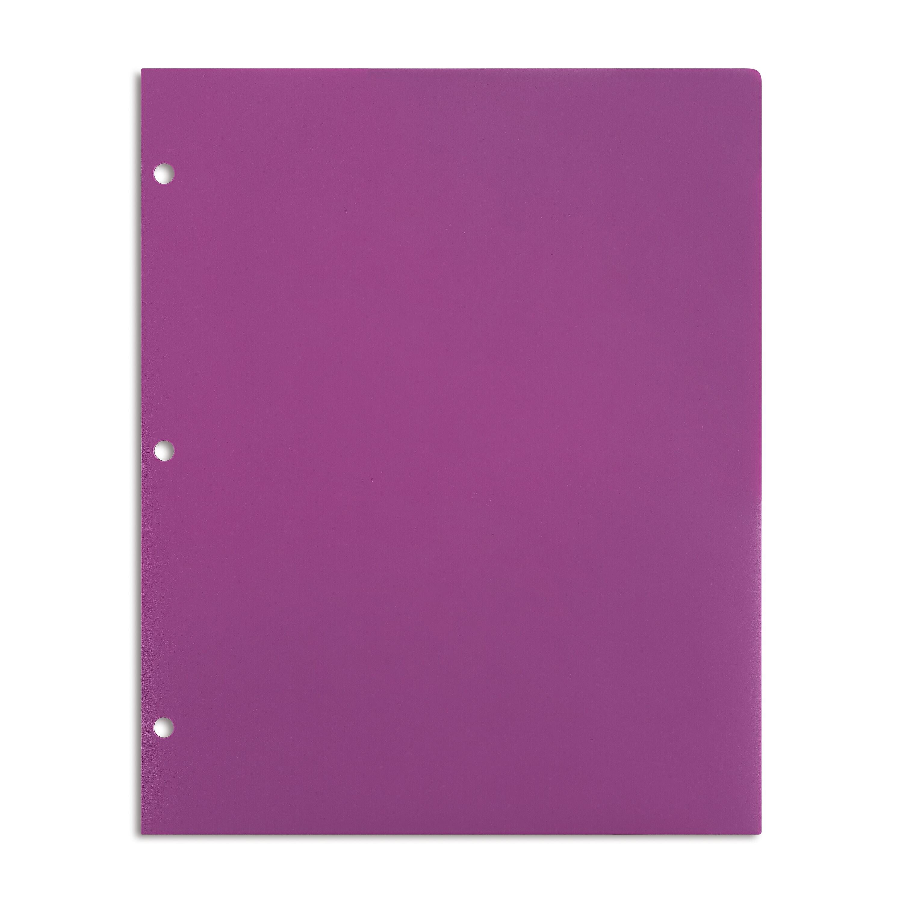 Staples 3-Hole Punched 2-Pocket Plastic Portfolio Folder, Purple