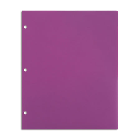 Staples 3-Hole Punched 2-Pocket Plastic Portfolio Folder, Purple