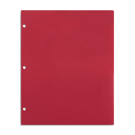 Staples 3-Hole Punched 2-Pocket Plastic Portfolio Folder, Red