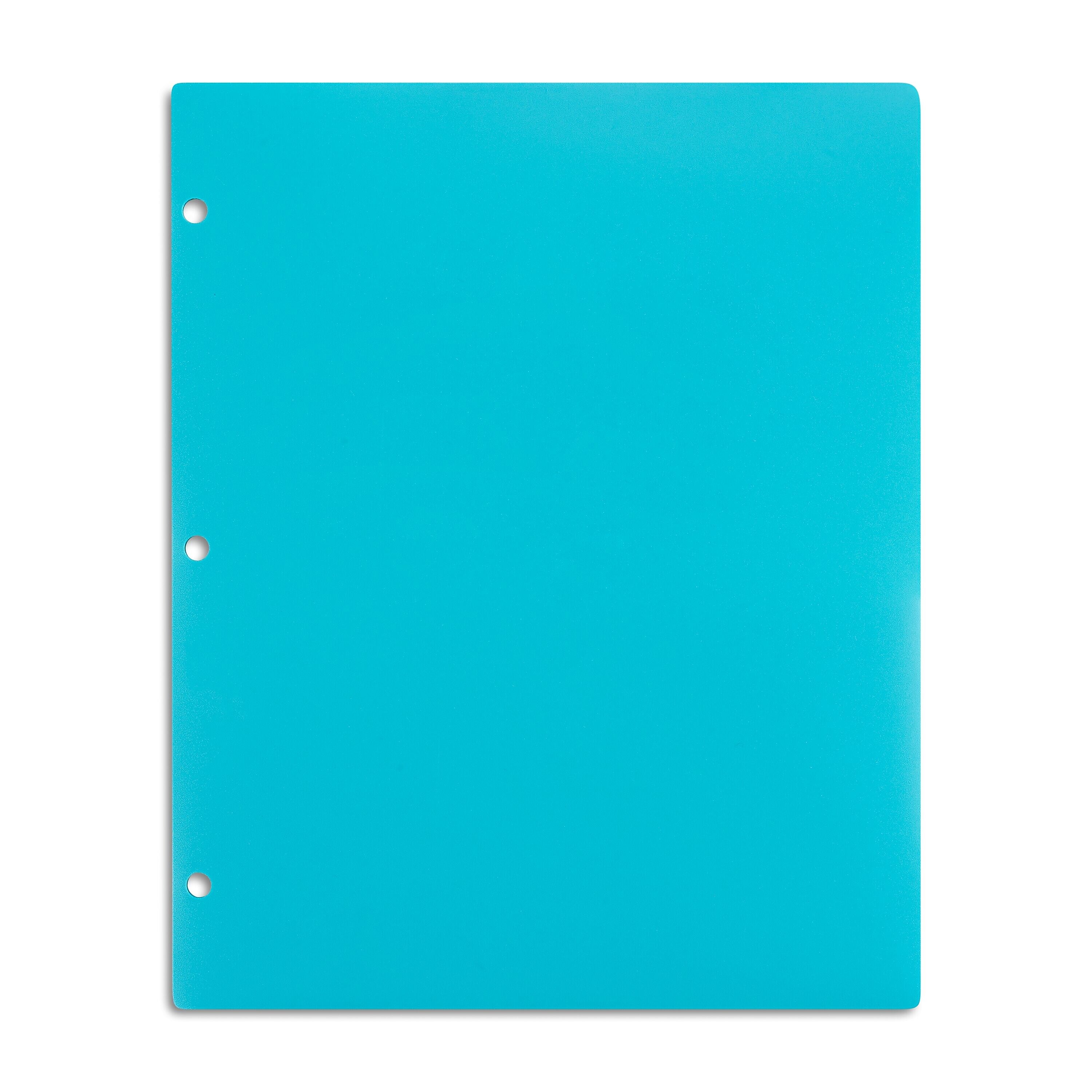 Staples 3-Hole Punched 2-Pocket Plastic Portfolio Folder, Teal