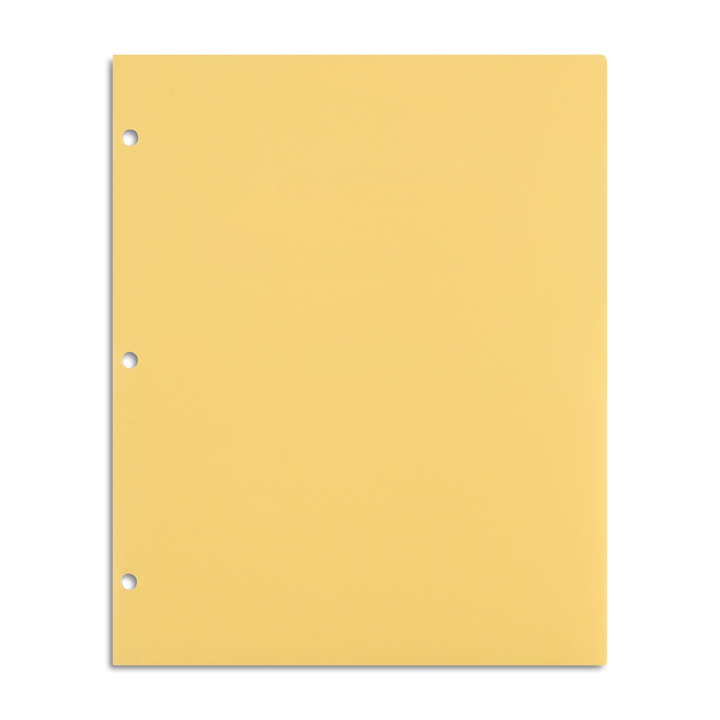 Staples 3-Hole Punched 2-Pocket Plastic Portfolio Folder, Yellow