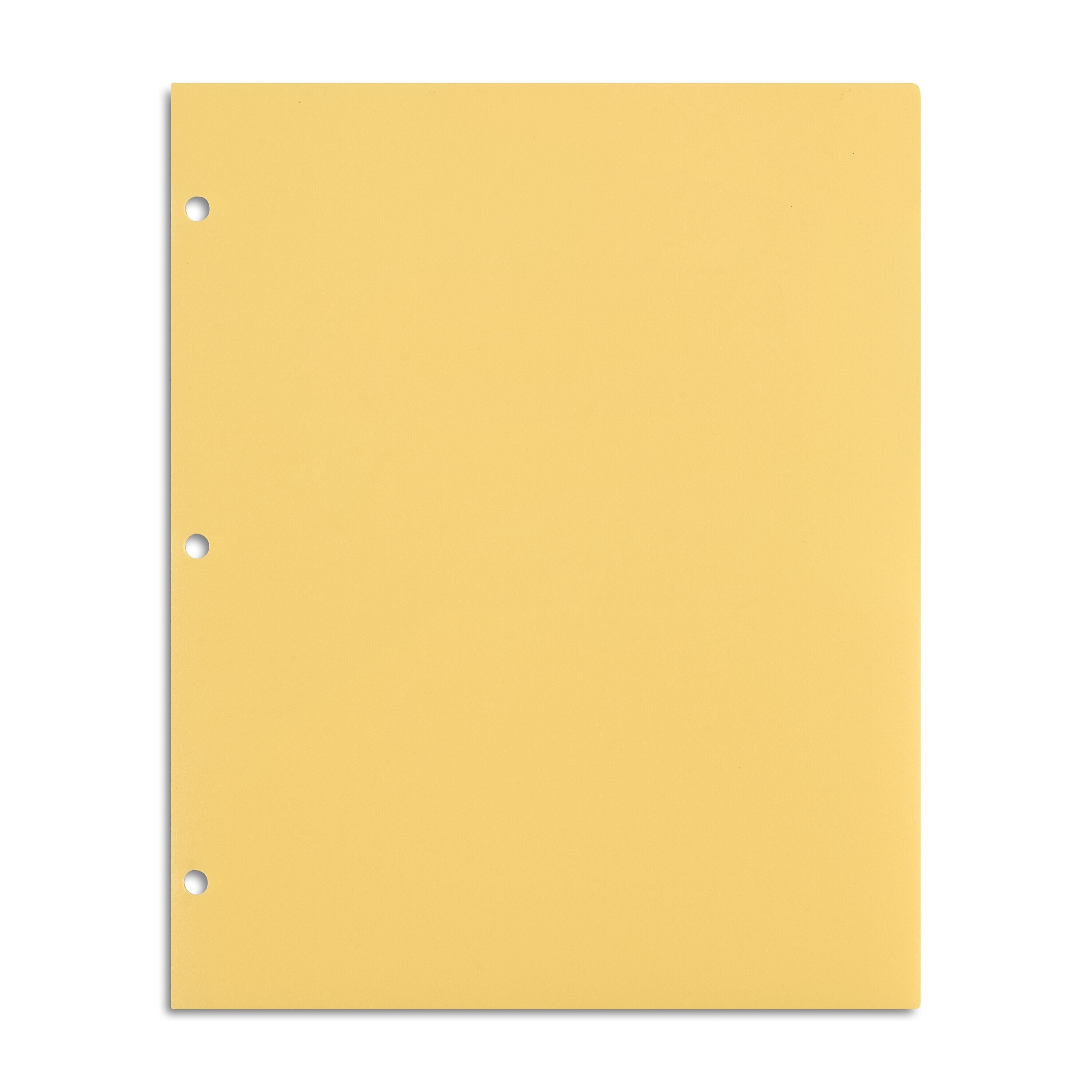 Staples 3-Hole Punched 2-Pocket Plastic Portfolio Folder, Yellow