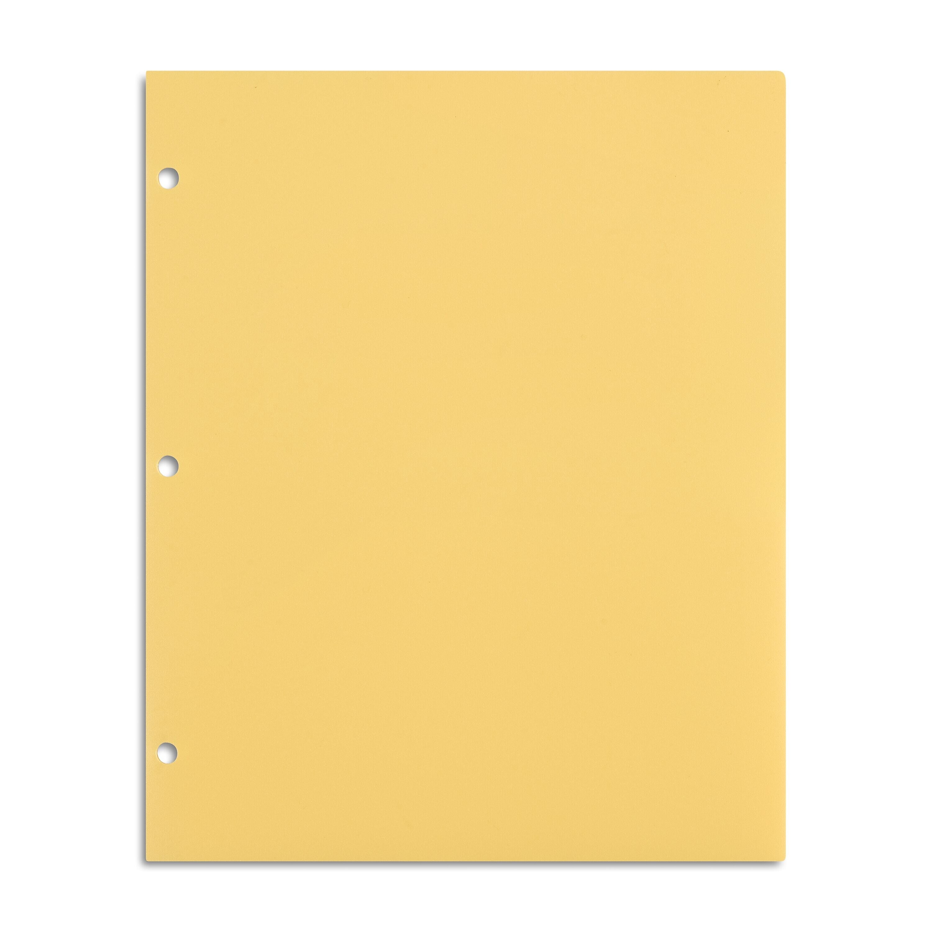 Staples 3-Hole Punched 2-Pocket Plastic Portfolio Folder, Yellow