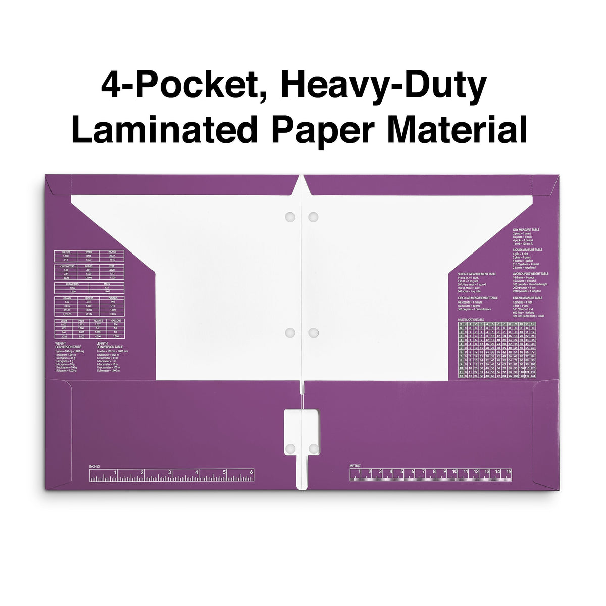 Staples 3-Hole Punched 4-Pocket Paper Folder, Purple