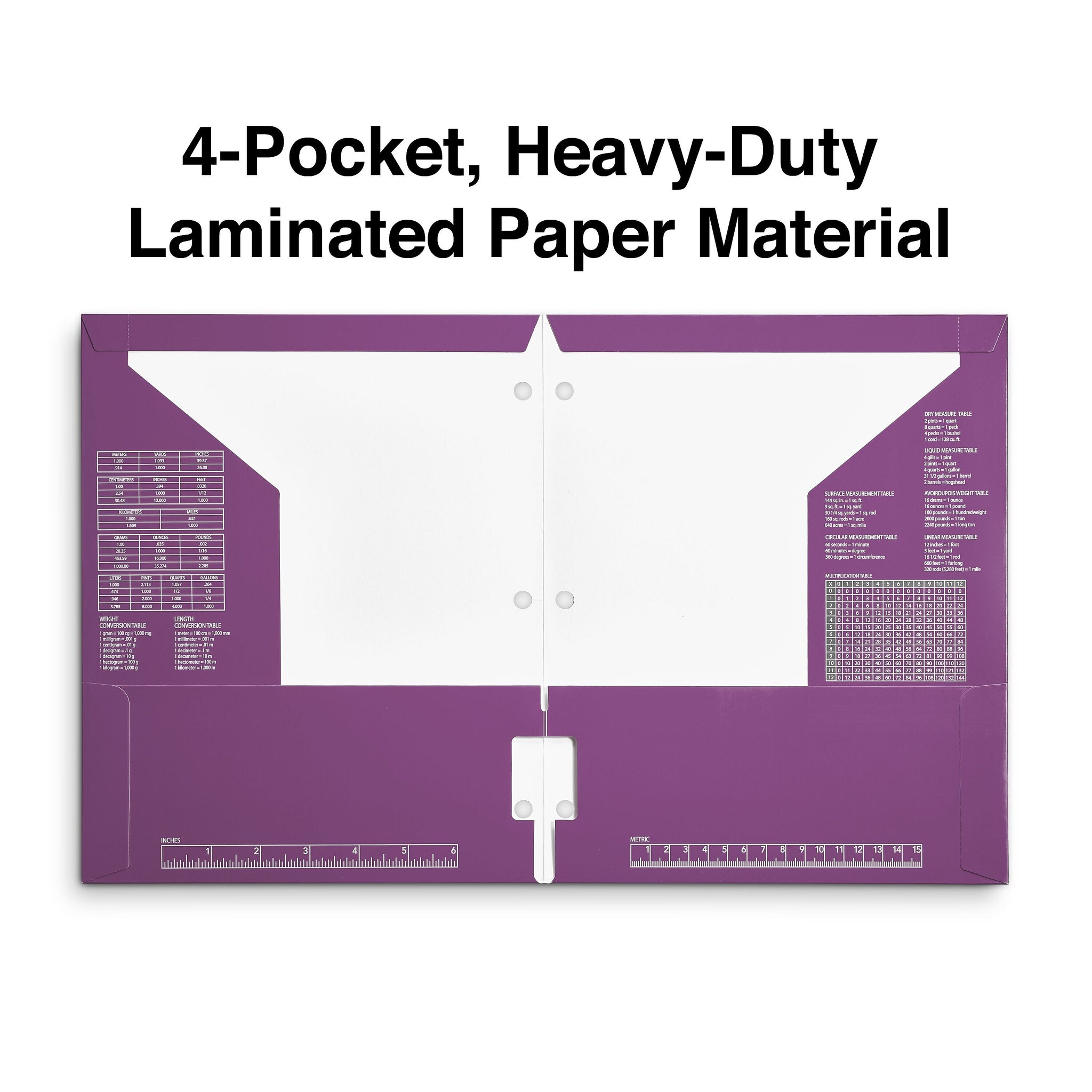 Staples 3-Hole Punched 4-Pocket Paper Folder, Purple