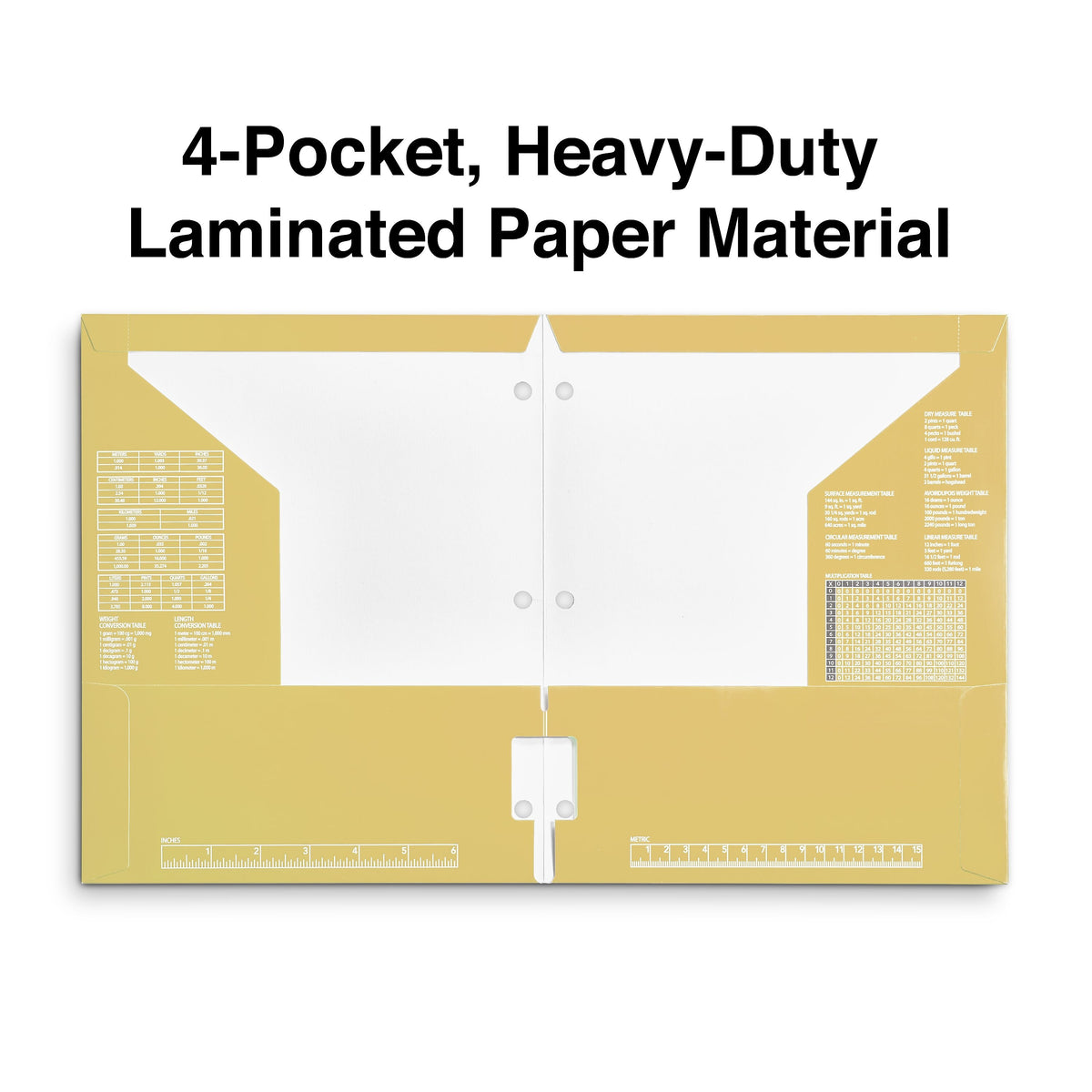 Staples 3-Hole Punched 4-Pocket Paper Folder, Yellow