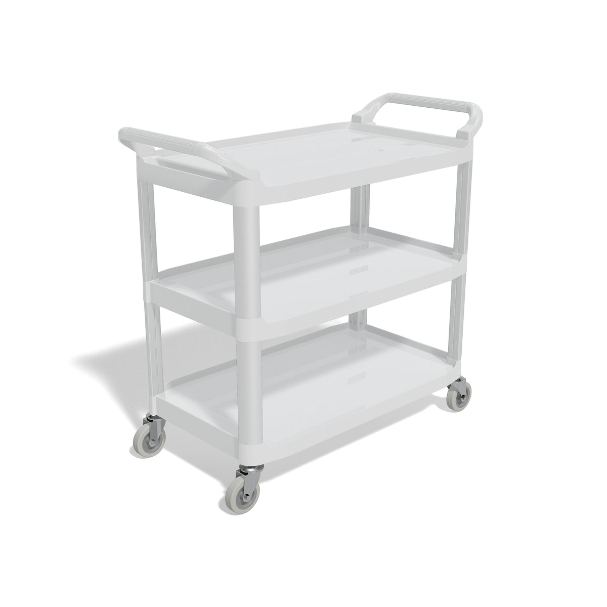 Staples 3-Shelf Plastic/Poly Mobile Utility Cart with Swivel Wheels, Gray