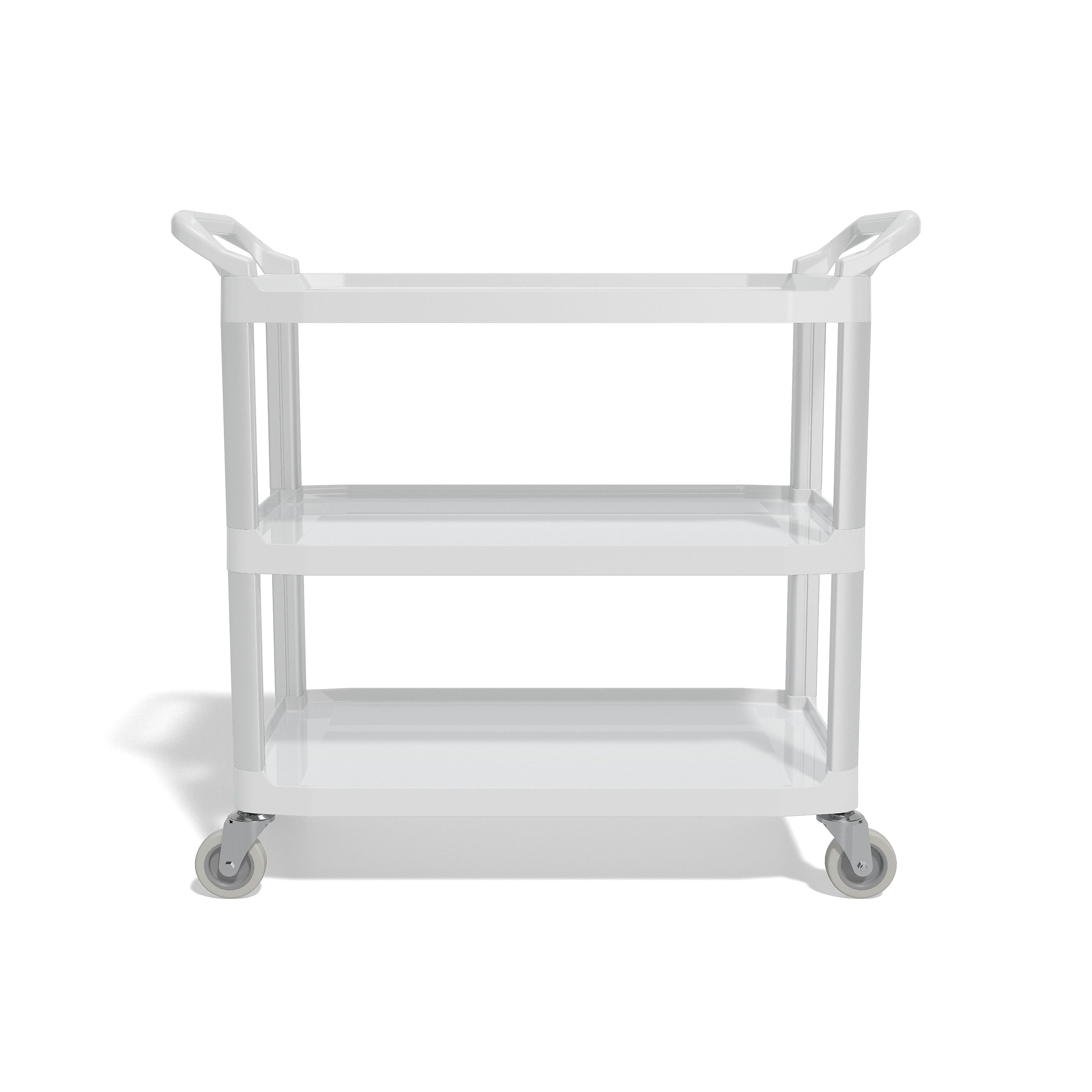 Staples 3-Shelf Plastic/Poly Mobile Utility Cart with Swivel Wheels, Gray