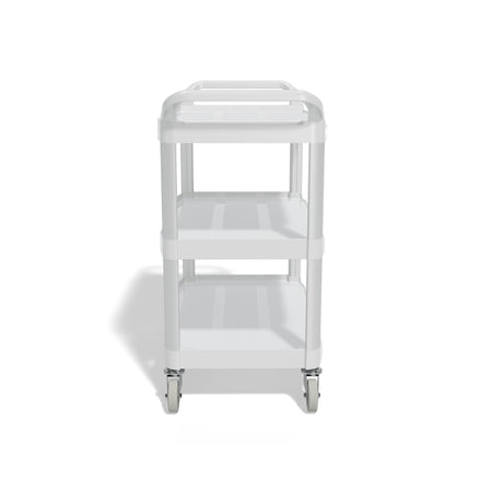 Staples 3-Shelf Plastic/Poly Mobile Utility Cart with Swivel Wheels, Gray