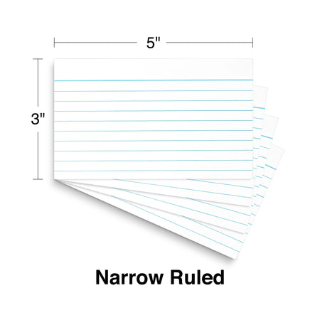 Staples 3" x 5" Index Cards, Narrow Ruled, White, 100/Pack