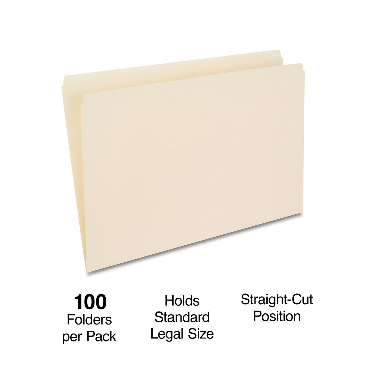 Staples 30% Recycled File Folder, Straight Cut, Legal Size, Manila, 100/Box