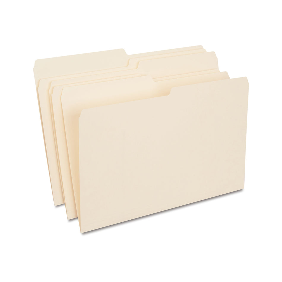 Staples 30% Recycled File Folders, 1/2 Cut Tab, Legal Size, Manila, 100/Box