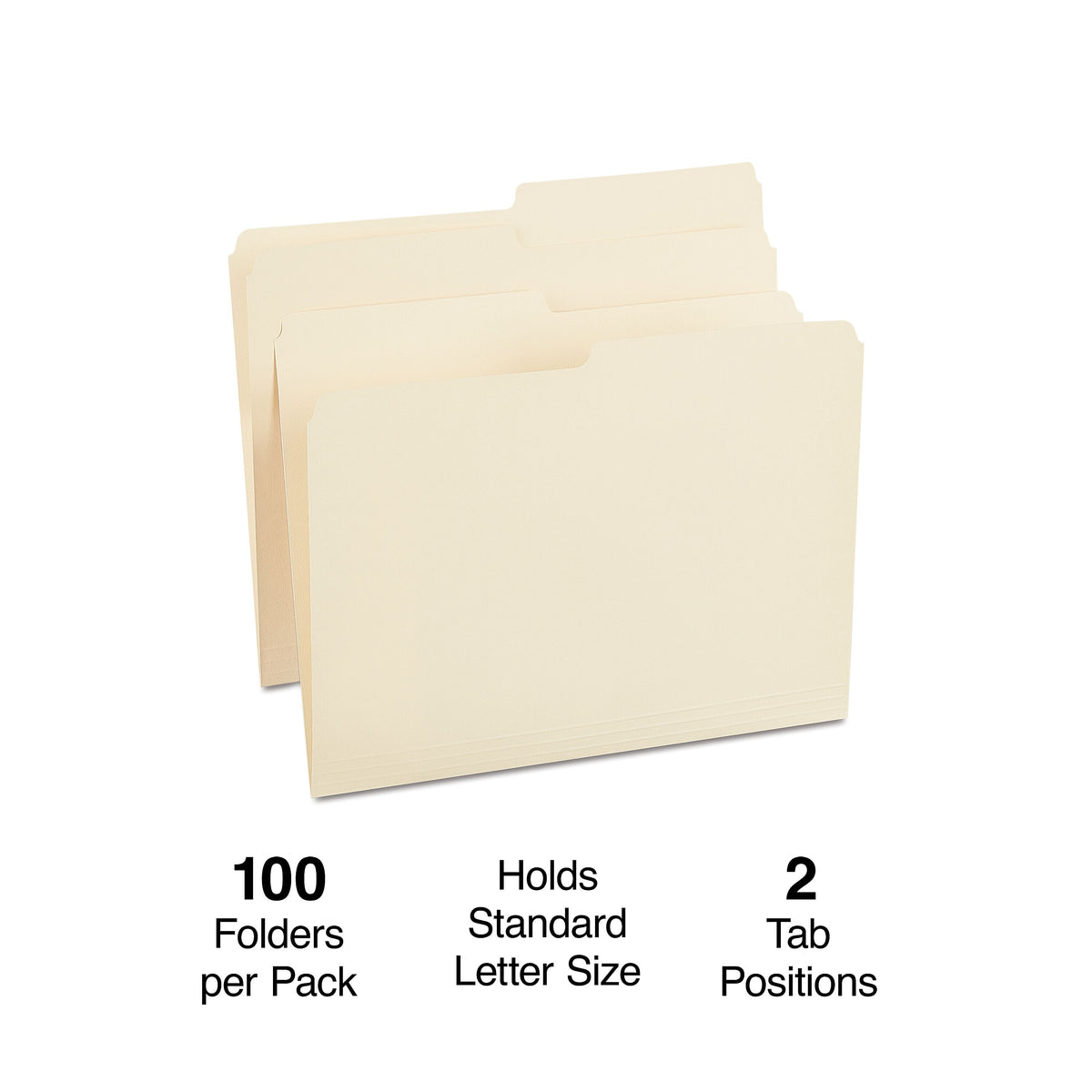 Staples 30% Recycled File Folders, 1/2 Cut Tab, Letter Size, Manila, 100/Box