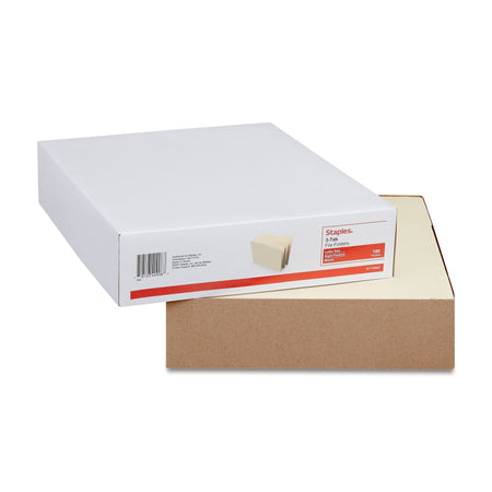 Staples® 30% Recycled File Folders, 1/3-Cut Tab, Letter Size, Manila, 100/Box