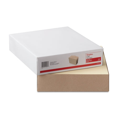 Staples 30% Recycled File Folders, 1/3-Cut Tab, Letter Size, Manila, 100/Box