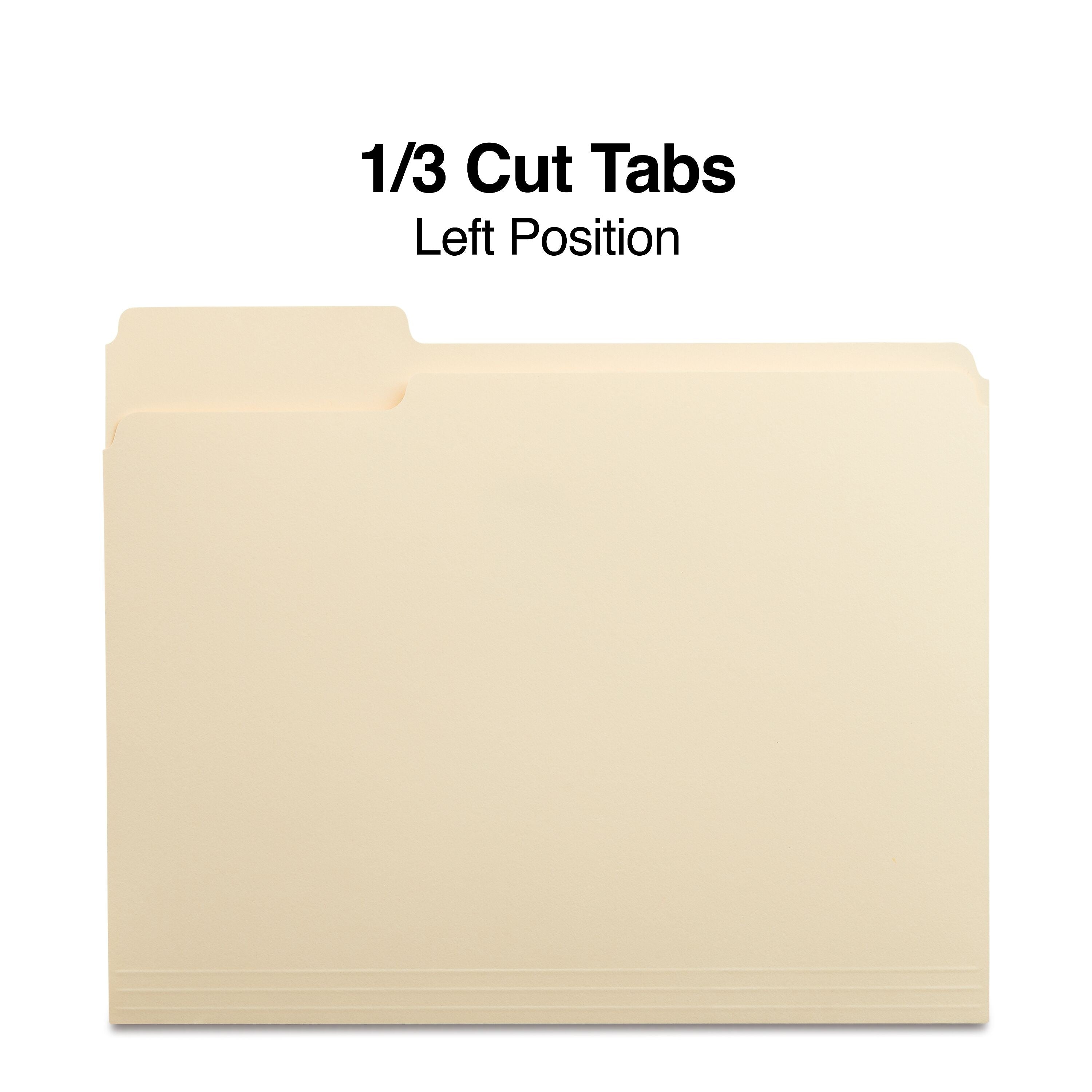 Staples® 30% Recycled File Folders, 1/3-Cut Tab, Letter Size, Manilla, 100/Box