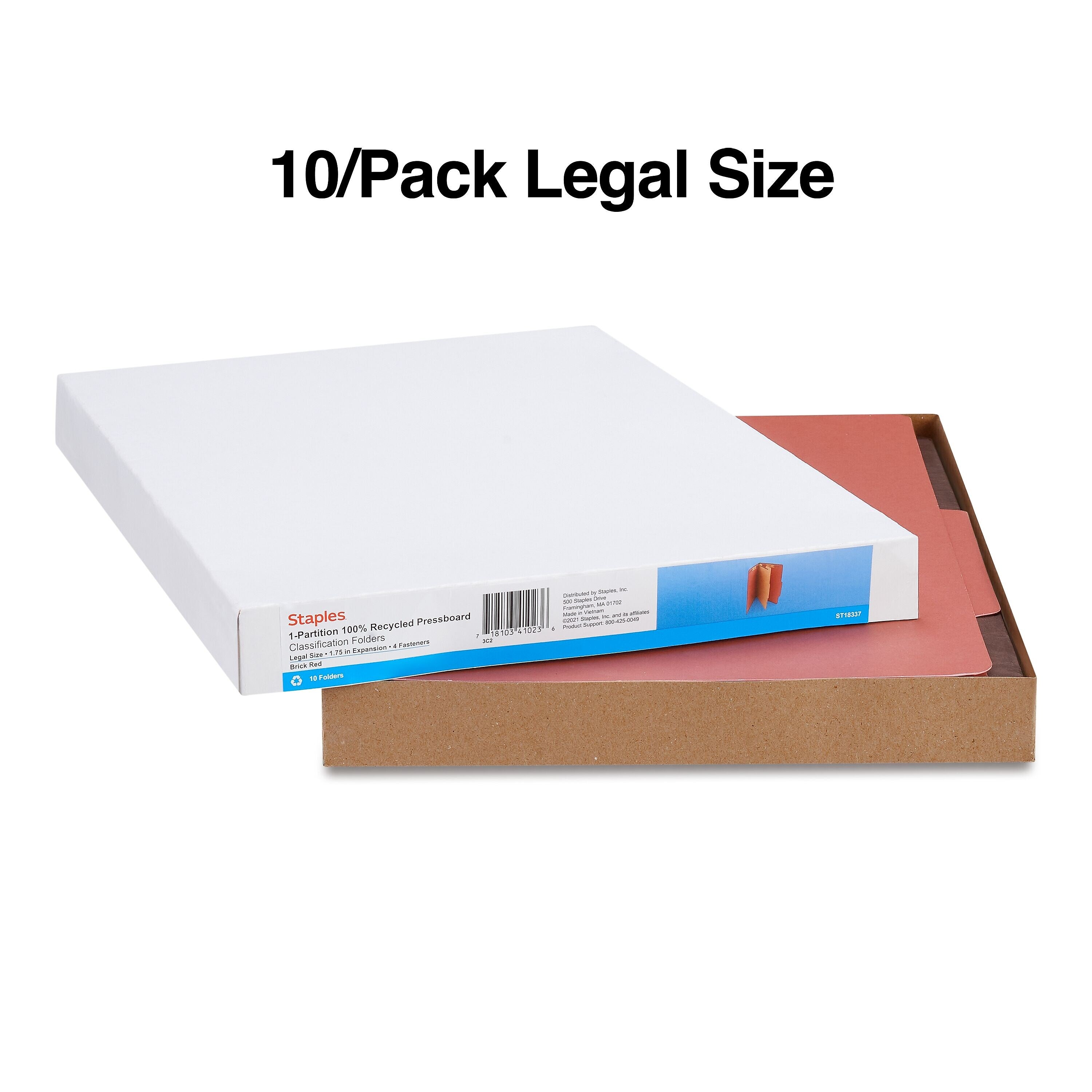 Staples® 30% Recycled Pressboard Classification Folder, 1-Dividers, 1 3/4