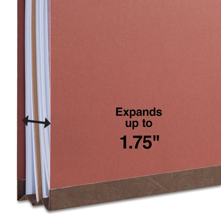 Staples® 30% Recycled Pressboard Classification Folder, 1-Dividers, 1 3/4" Expansion, Legal Size, Red, 10/Box