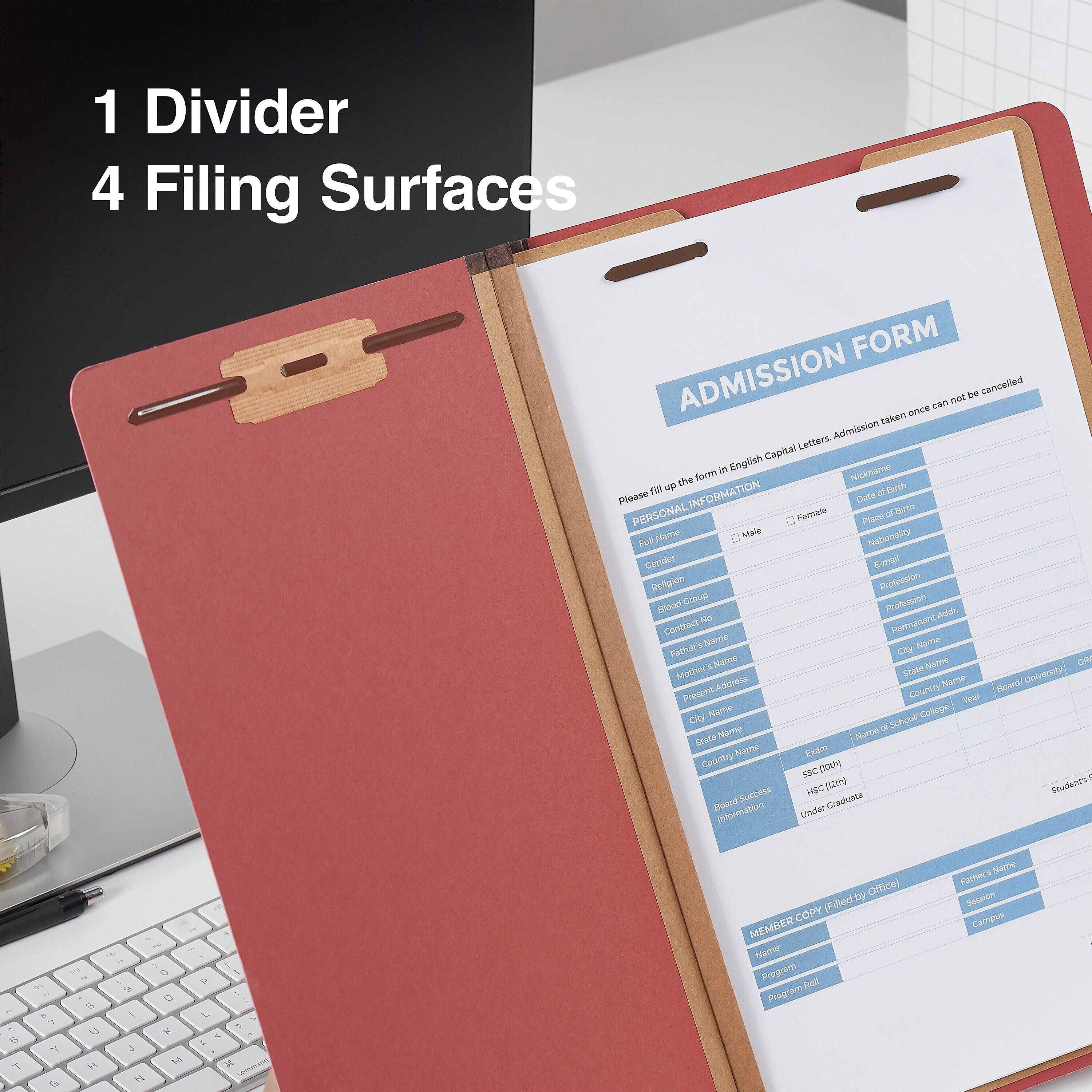 Staples® 30% Recycled Pressboard Classification Folder, 1-Dividers, 1 3/4