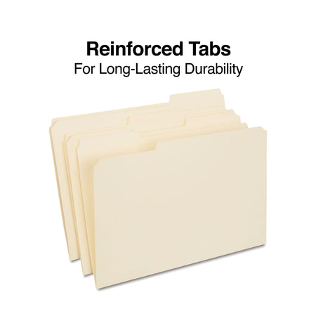 Staples 30% Recycled Reinforced File Folder, 1/3-Cut Tab, Legal Size, Manila, 100/Box