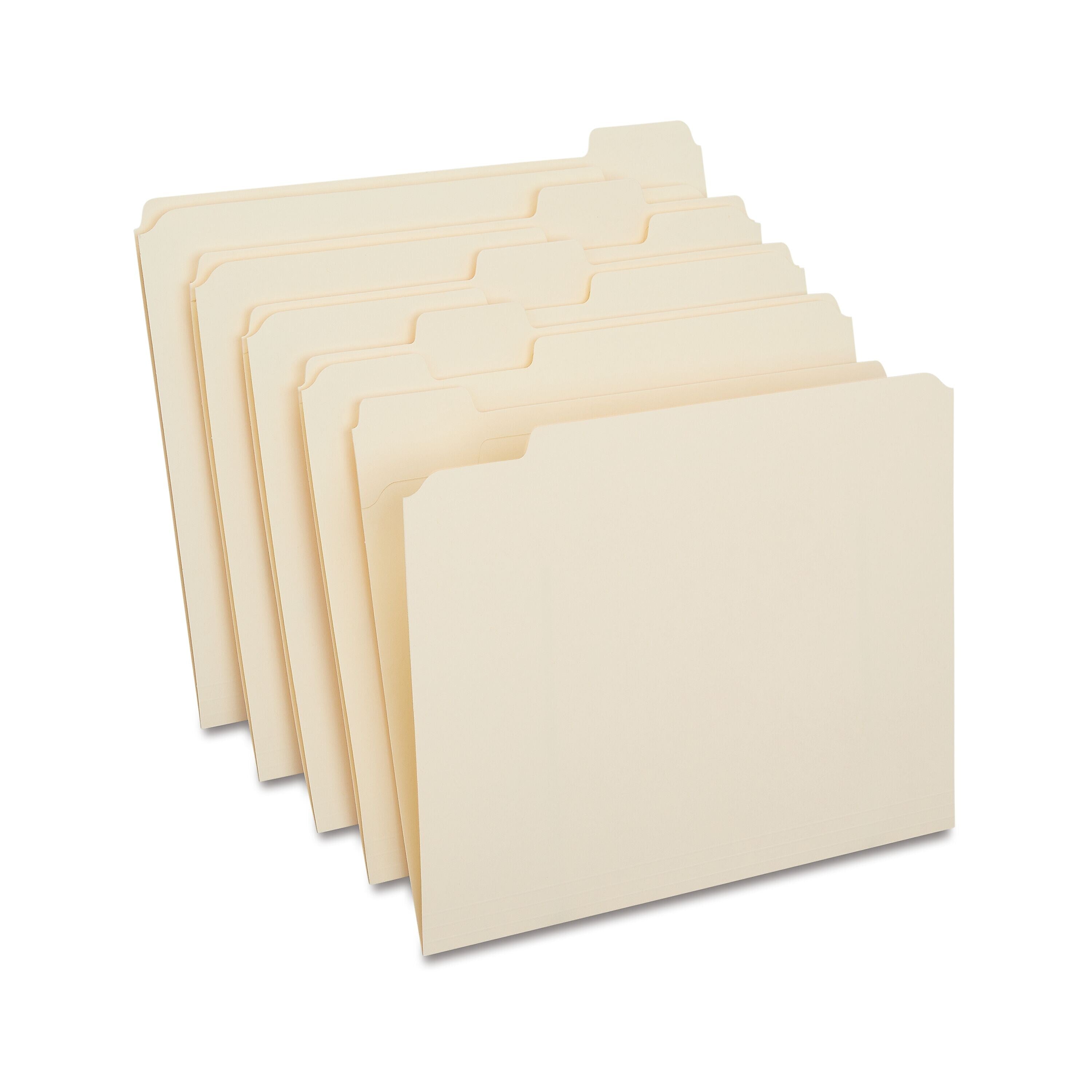 Staples 30% Recycled Reinforced File Folders, 1/5-Cut Tab, Letter Size, 100/Box