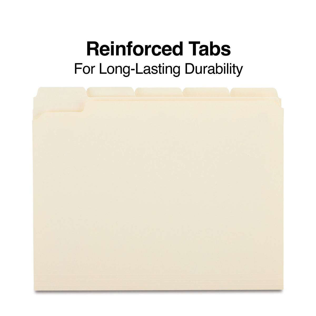 Staples 30% Recycled Reinforced File Folders, 1/5-Cut Tab, Letter Size, 100/Box