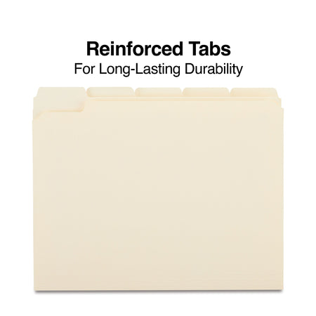 Staples 30% Recycled Reinforced File Folders, 1/5-Cut Tab, Letter Size, 100/Box