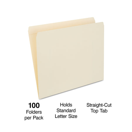 Staples 30% Recycled Reinforced File Folders, Single Tab, Letter Size, Manilla, 100/Box