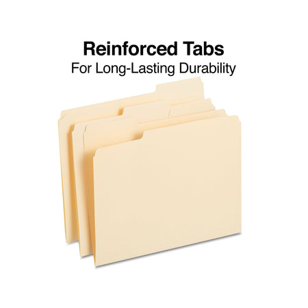 Staples® 30% Recycled Reinforced File Folders,1/3-Cut Tab, Letter Size, Manila, 250/Box