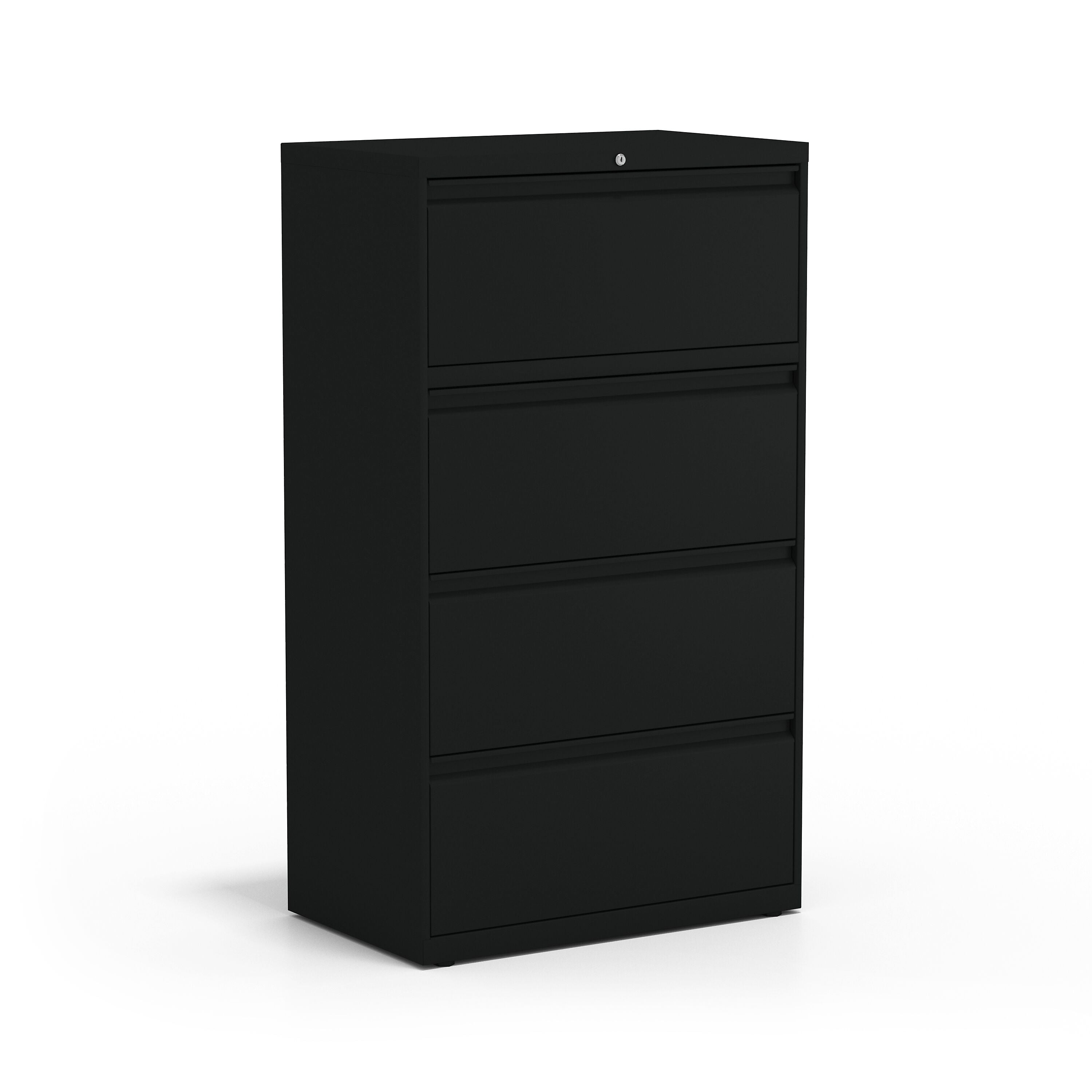 Staples 30" Wide Lateral File Cabinet, 4-Drawer, Assembled, Black, Letter/Legal