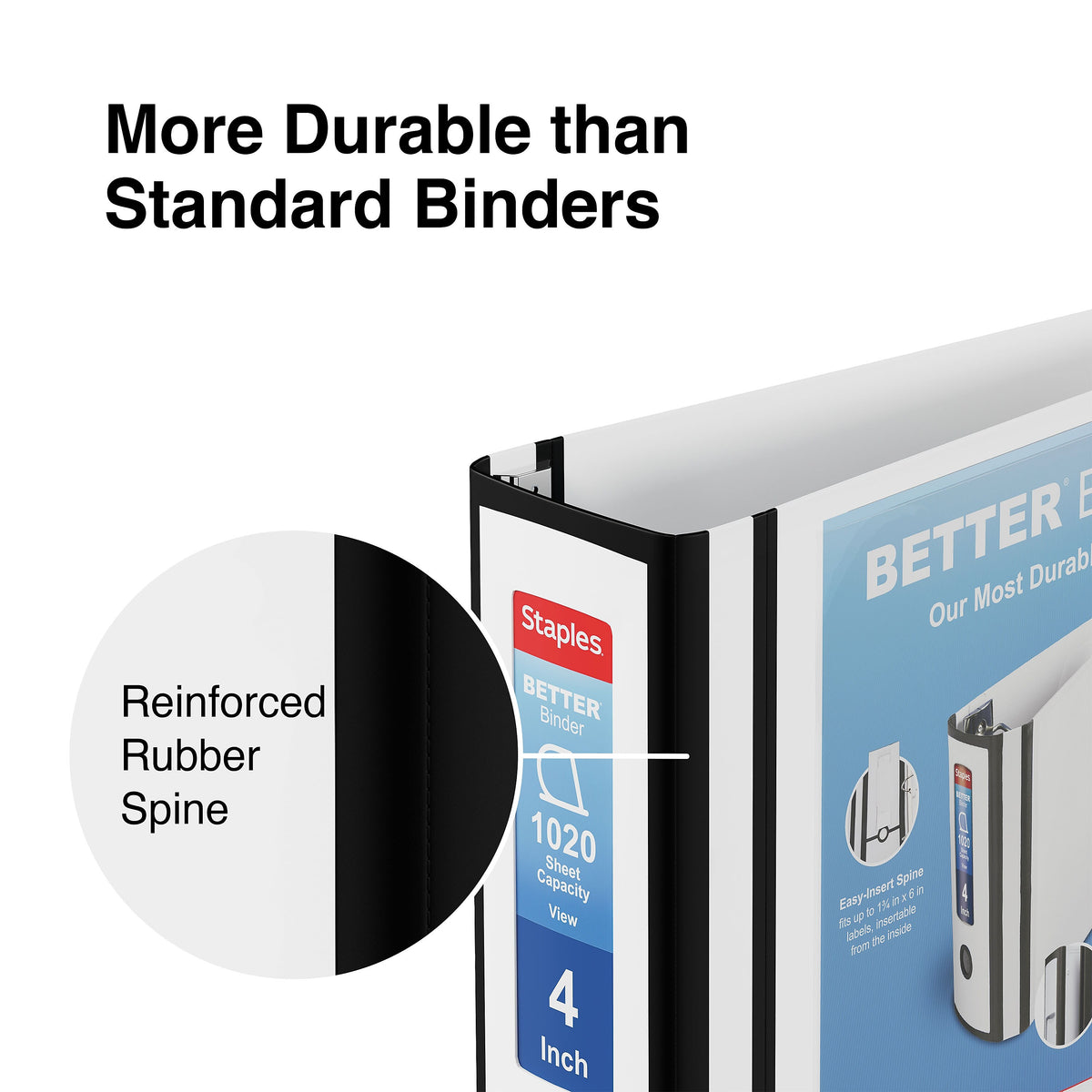 Staples 4" 3-Ring Better Binder, D-Ring, White